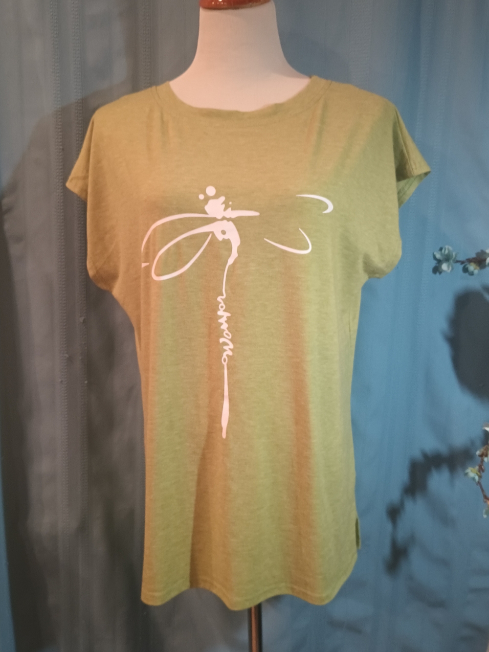 Olive Green Dragonfly Woman T-shirt